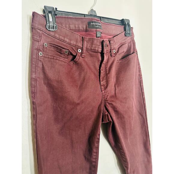 BANANA REPUBLIC Burgundy Maroon Skinny Fit Coated Denim Jeans size 27 - Picture 9 of 11